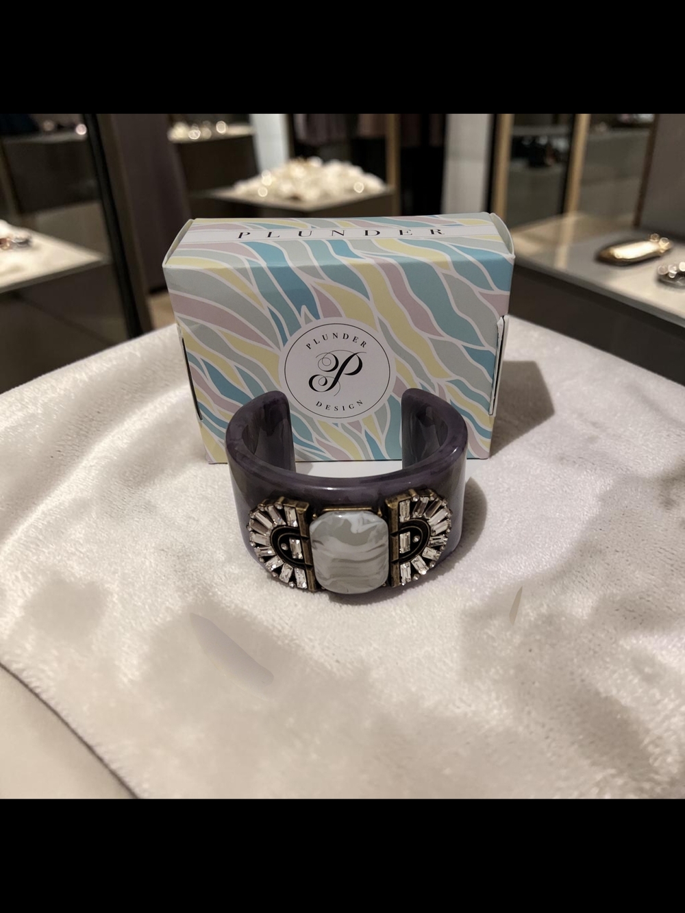 Plunder Statemet   Resin Cuff Bracelet with Center Stone